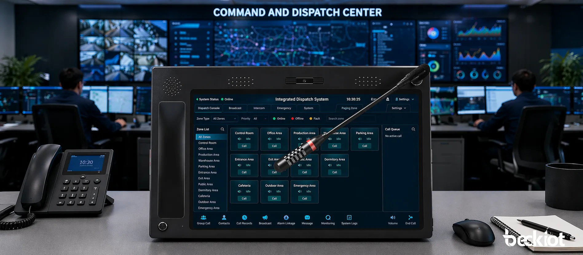 BK‑DSC‑173 IP Dispatch Console connected to a unified communication dispatch system